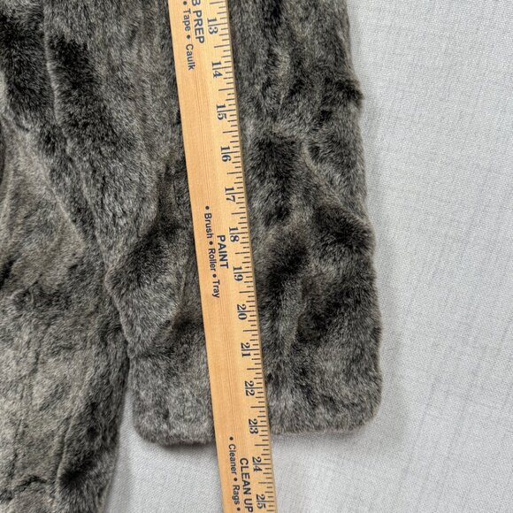 Vintage Dennis Basso Faux Fur Coat Gray Button Front Long Sleeve USA Size S - Picture 9 of 11